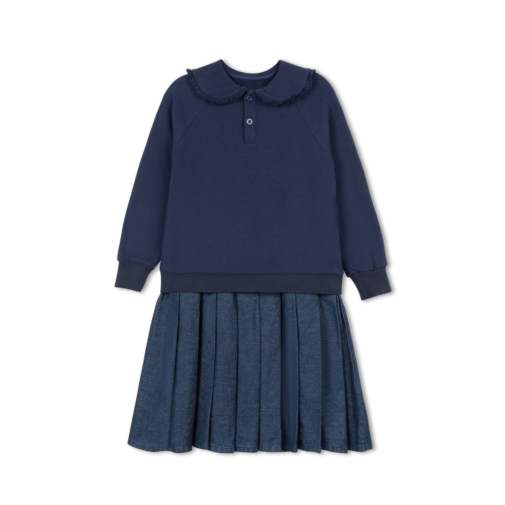 NAVY/DENIM SWEATSHIRT DRESS
