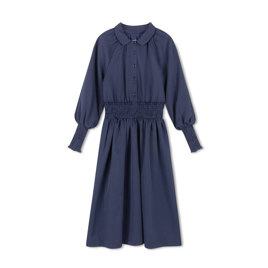 BLUE STRIPE WAISTED DRESS