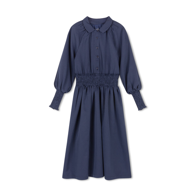 BLUE STRIPE WAISTED DRESS