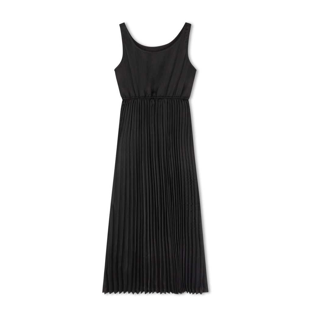BLACK SILK PLEATED JUMPER