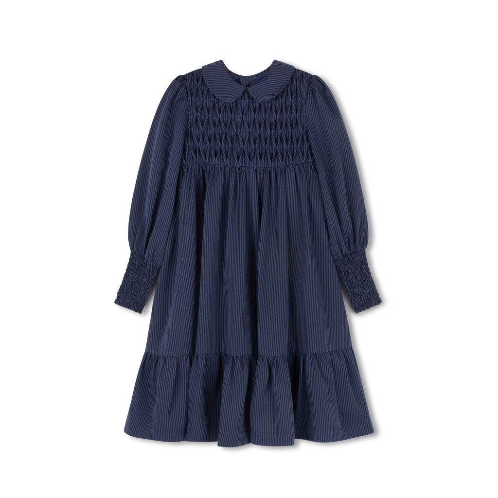 BLUE STRIPE SMOCKED DRESS