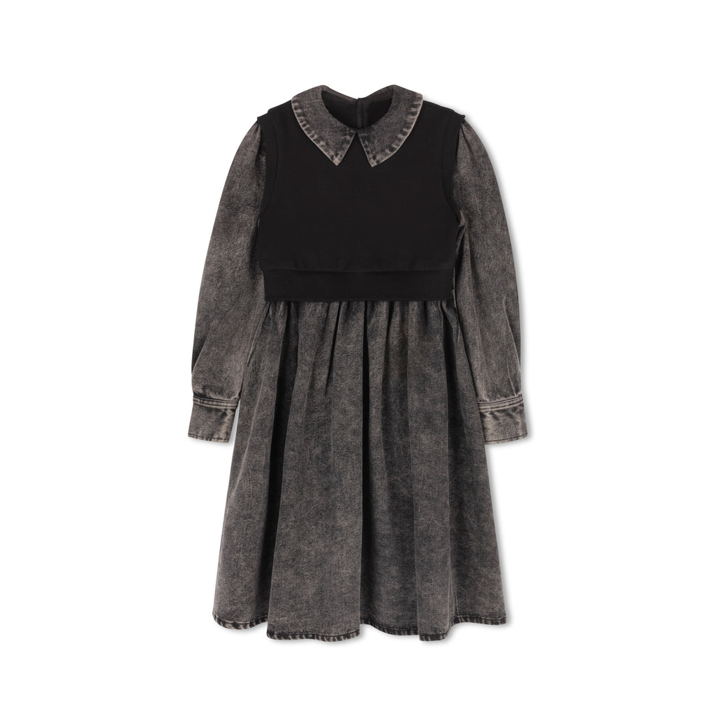 BLACK DENIM VEST DRESS
