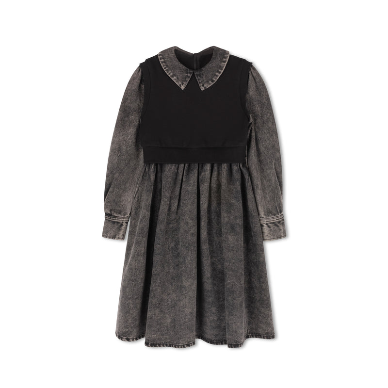 BLACK DENIM VEST DRESS