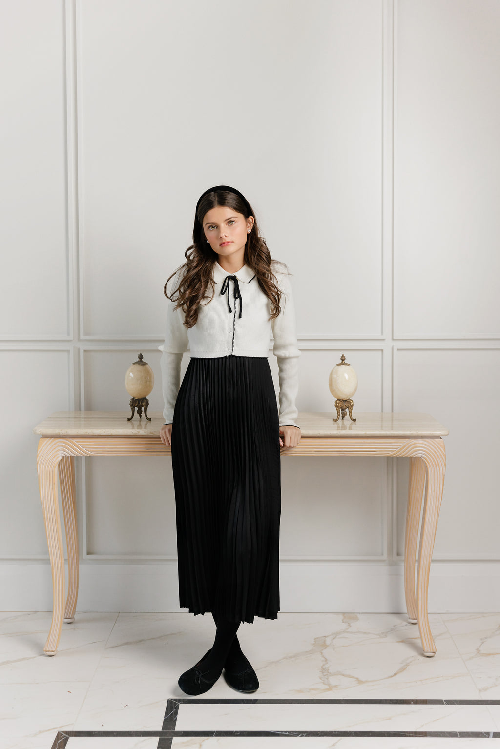 IVORY TIE SWEATER