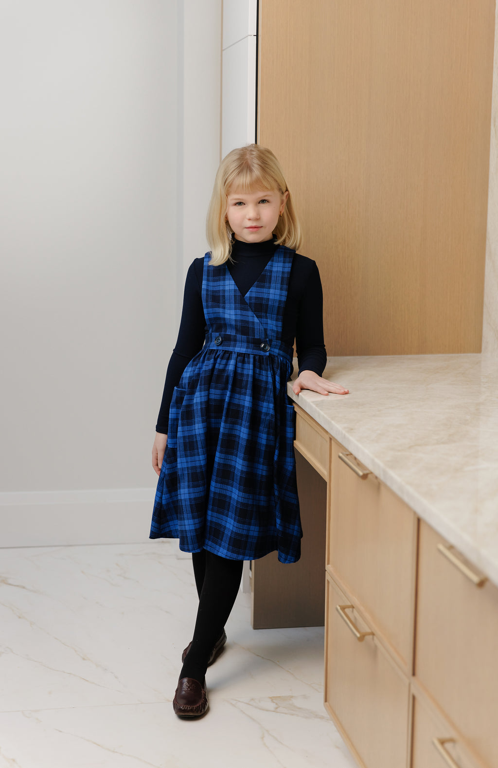 BLUE PLAID PINAFORE