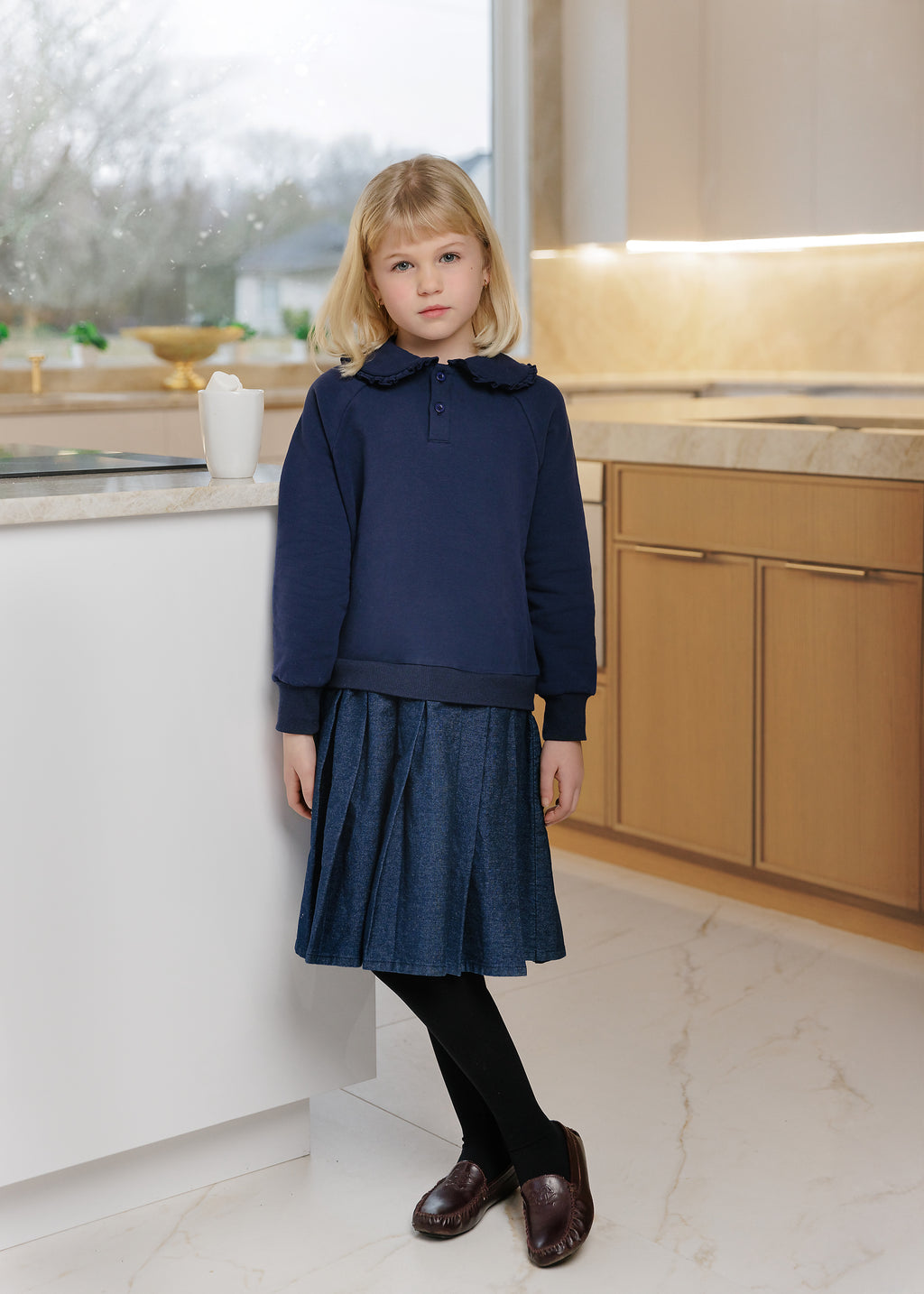 NAVY/DENIM SWEATSHIRT DRESS