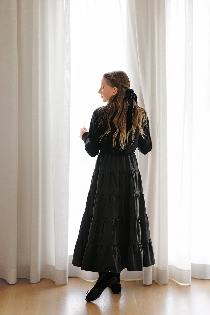 BLACK TIERED MIDI- COMING SOON