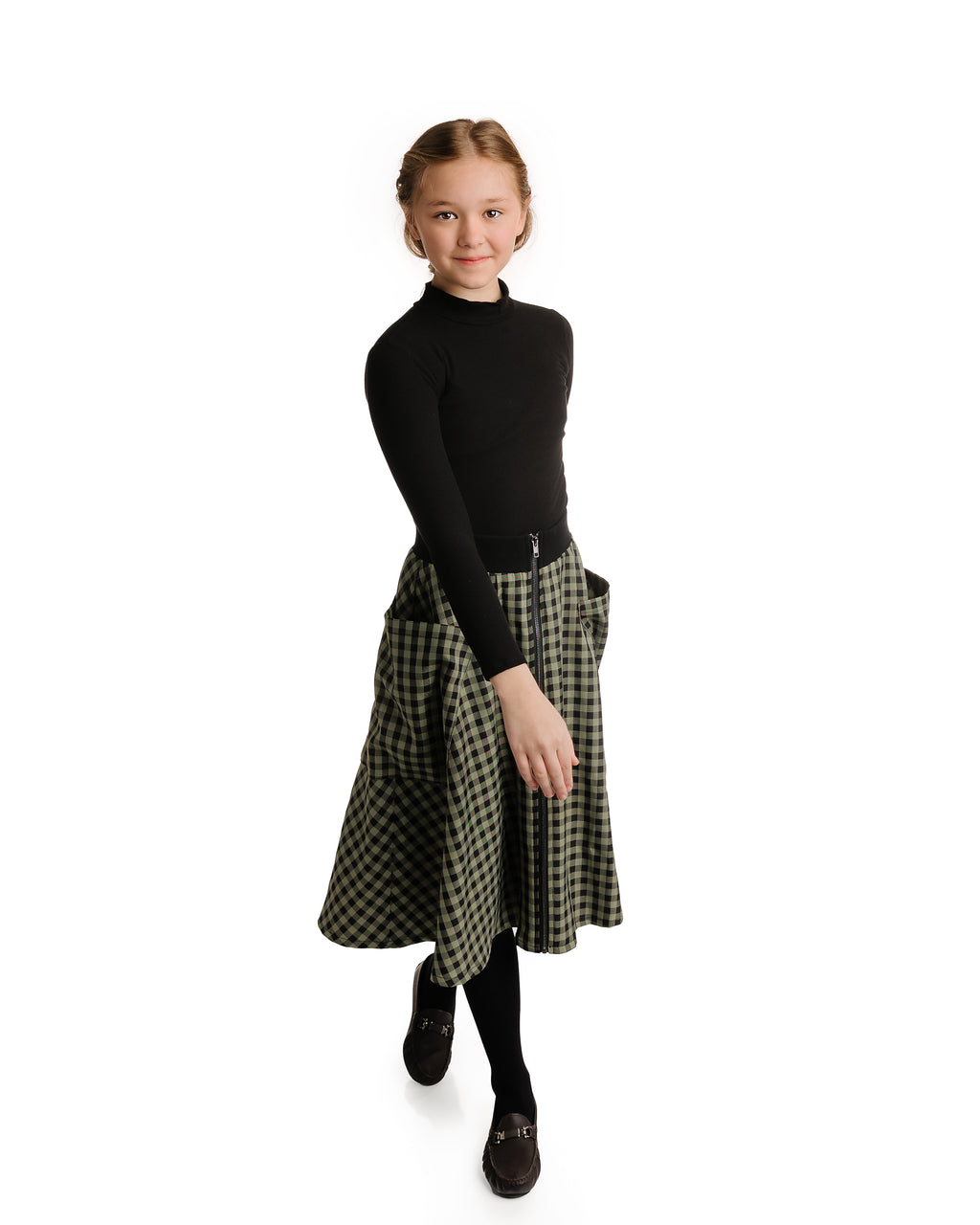 CHECKERED ZIPPER SKIRT