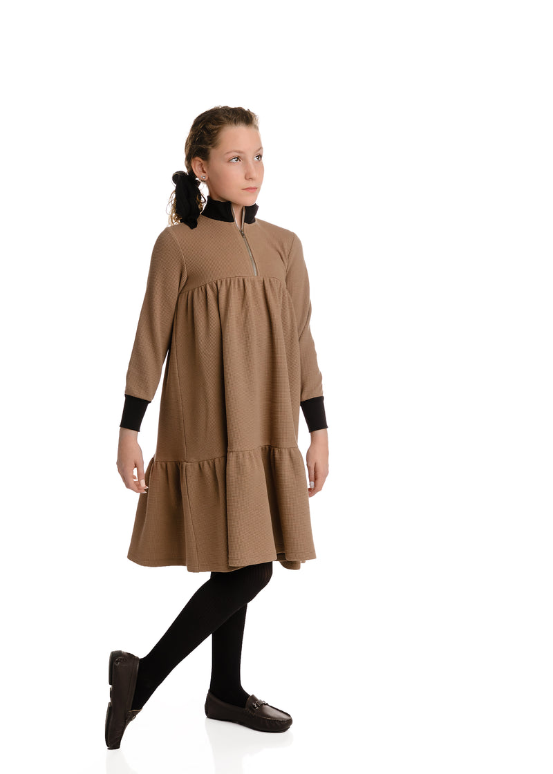 TIERED WAFFLE DRESS