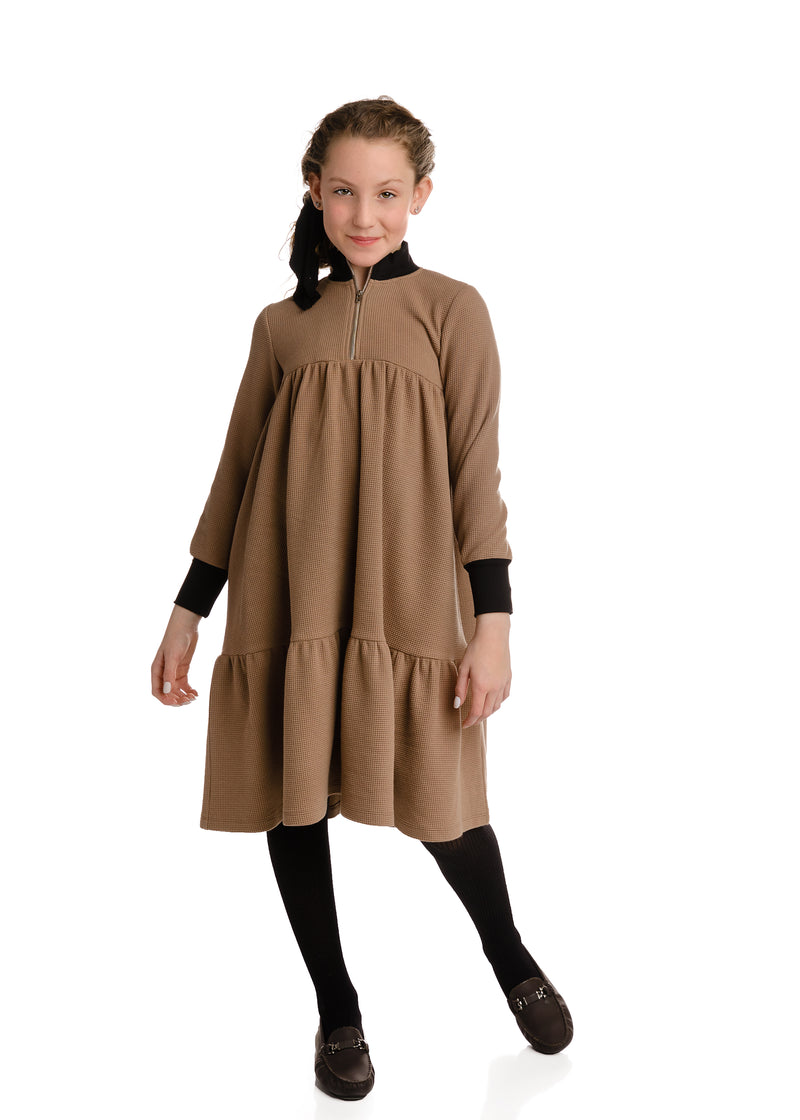 TIERED WAFFLE DRESS